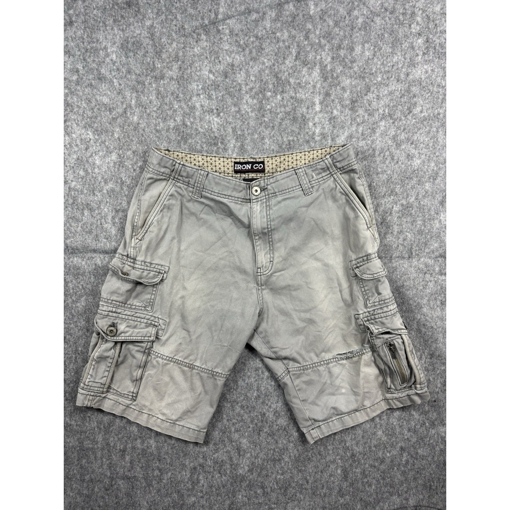 Iron Co Mens Gray Cargo Stretch Hiking Workwear Shorts Size 34